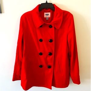 Red pea coat